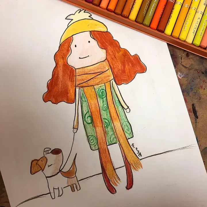 Kalemboya: atkılı kız ve köpeği